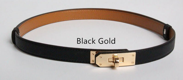 High Quality Women Real Leather 1.8cm Width Belts Golden - Muhaab