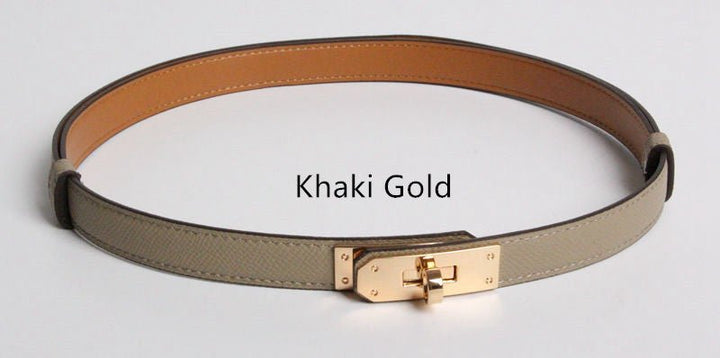 High Quality Women Real Leather 1.8cm Width Belts Golden - Muhaab