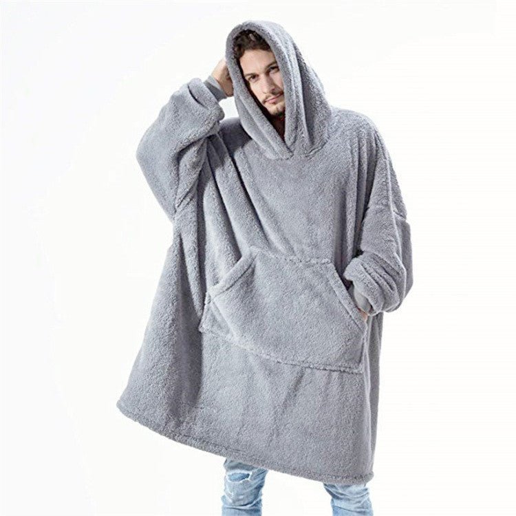 Hoodie Sweatshirt With Big Pocket Tops Sweater Comfortable Loose Double-Sided Fleece Thicker Wearable Blanket - Muhaab