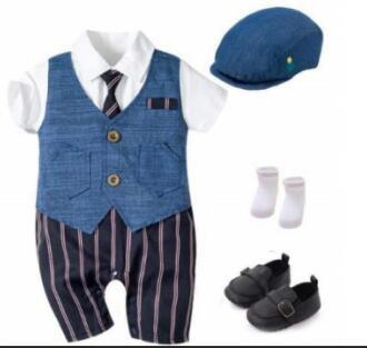 Infant Boy Baby Gentleman Outing Clothes One-Piece Suit Romper - Muhaab