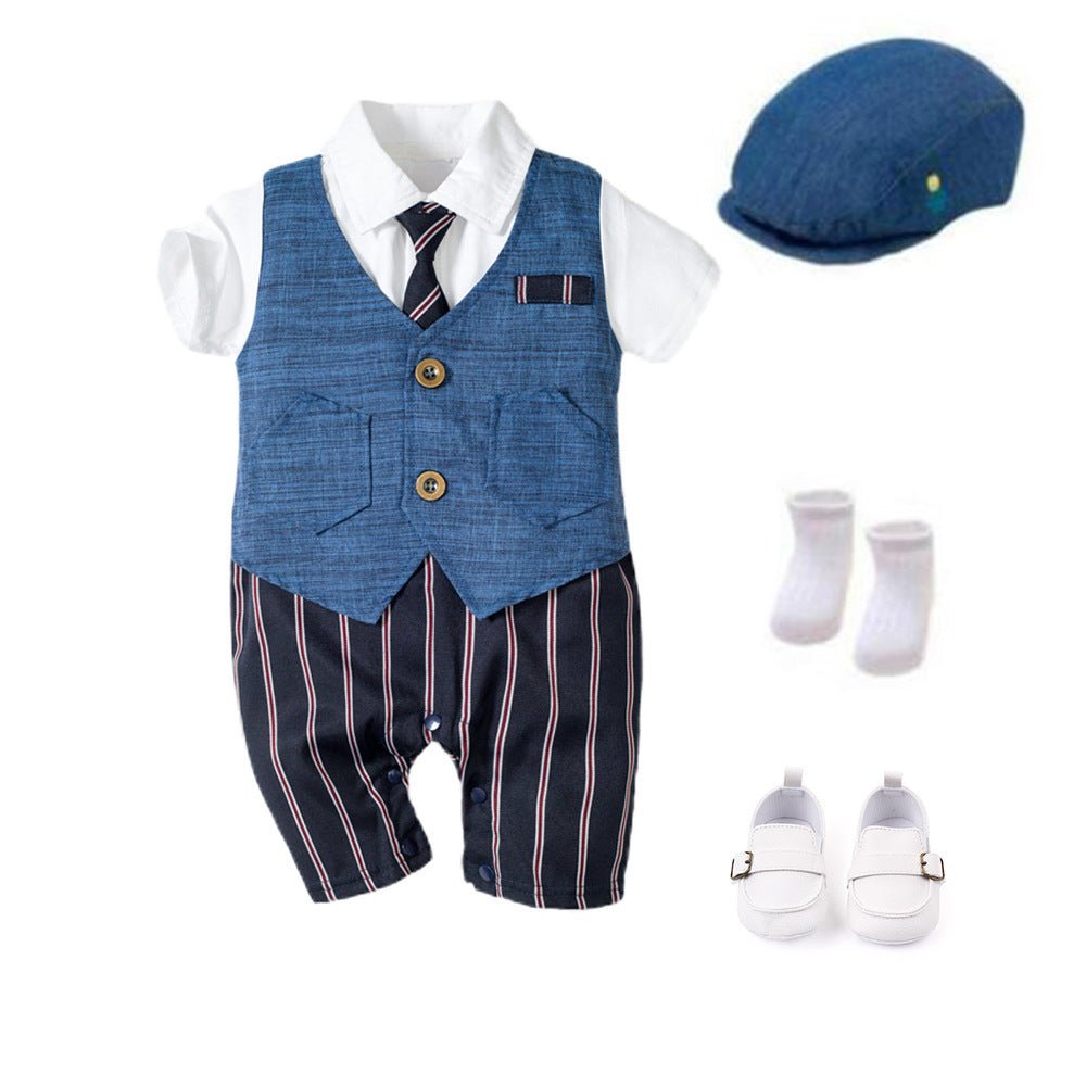 Infant Boy Baby Gentleman Outing Clothes One-Piece Suit Romper - Muhaab