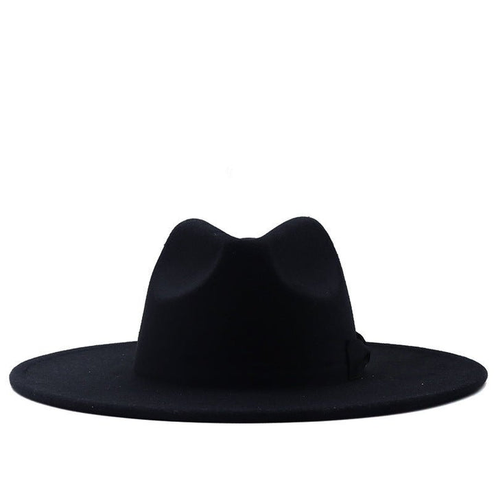 Jazz Top Hat Autumn And Winter New Men's And Women's Woolen Hats Simple Felt Big Brim Hat - Muhaab