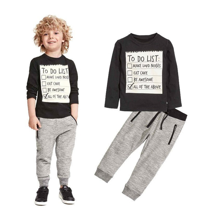 Kids Boys Clothing Set Baby Boy Casual Clothes  Cotton Long Sleeves T-shirt Pants 2pcs Suit For 3-7 Years - Muhaab