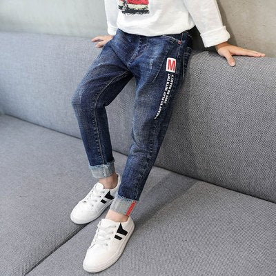 Kids Boys Jeans Baby Clothes Classic Pants Children Denim Clothing Boy Casual Bowboy Long Trousers 5-13Y - Muhaab