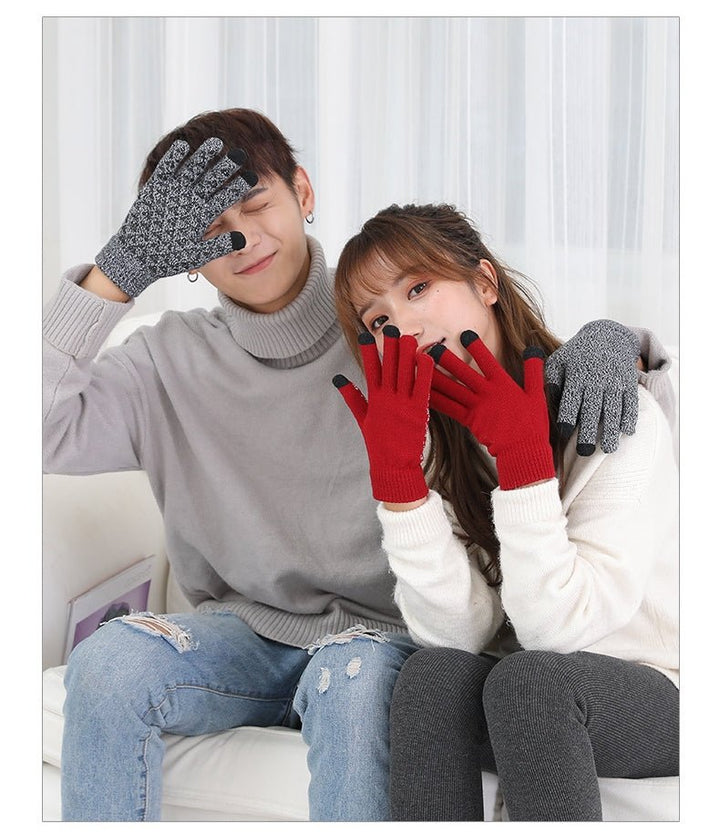 Knitted Men And Women Couple Warm Wool Gloves - Muhaab