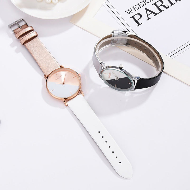 Korean Version Personality Two-color Splicing Ladies Quartz Watch - Muhaab