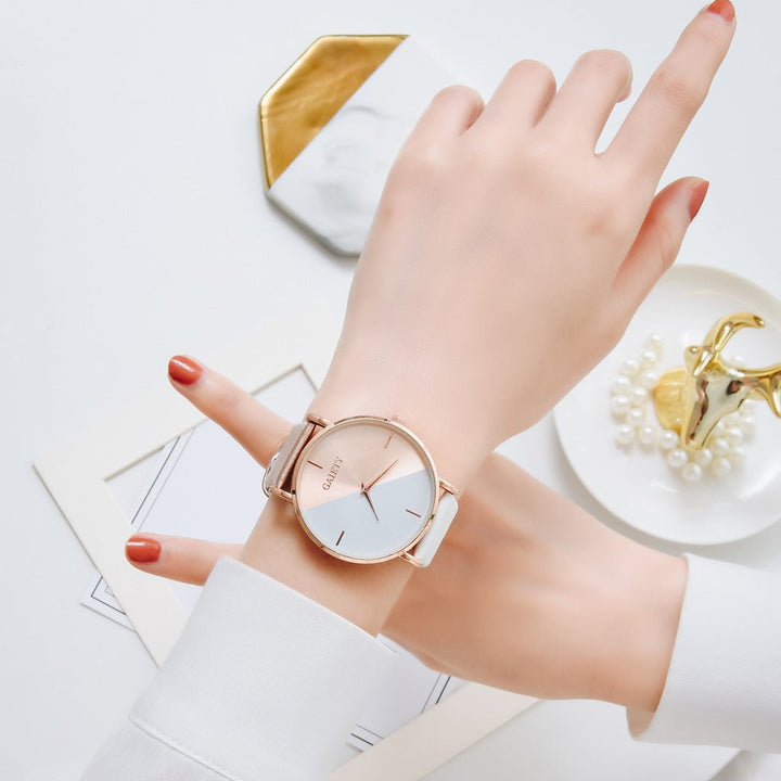 Korean Version Personality Two-color Splicing Ladies Quartz Watch - Muhaab