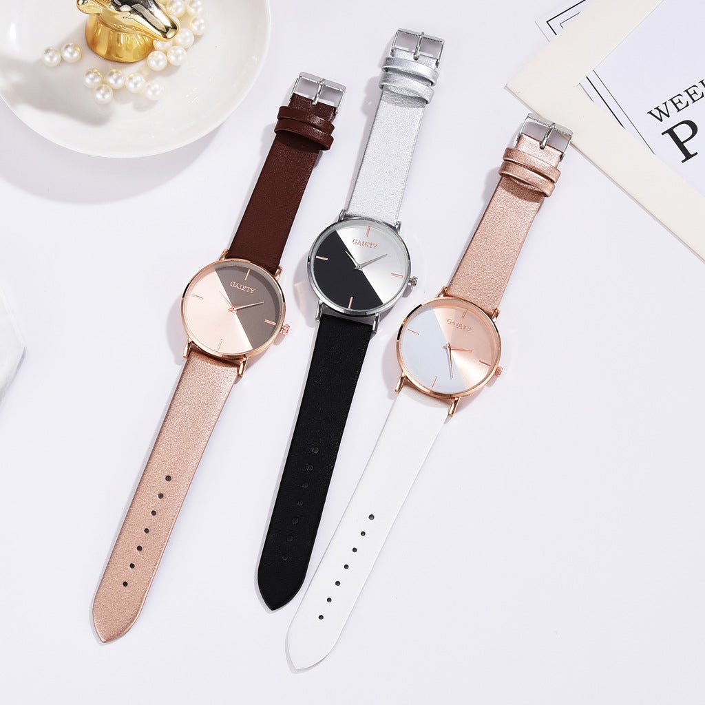 Korean Version Personality Two-color Splicing Ladies Quartz Watch - Muhaab