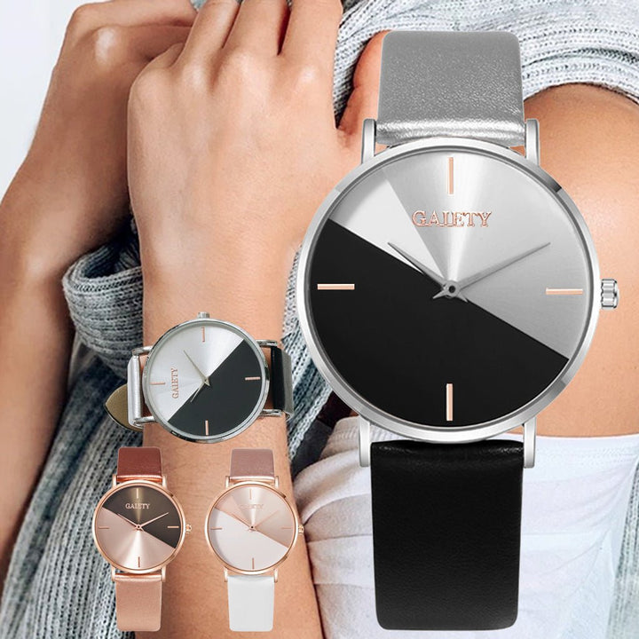 Korean Version Personality Two-color Splicing Ladies Quartz Watch - Muhaab