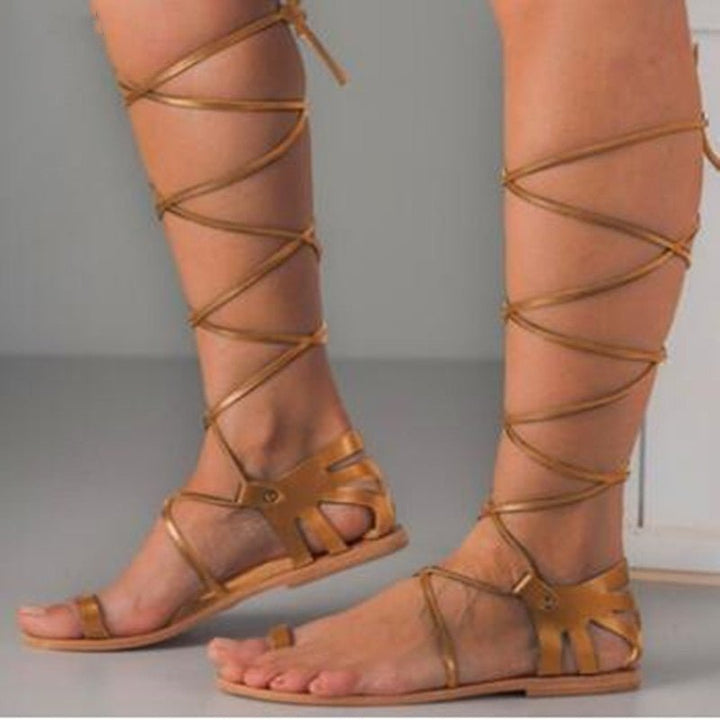 Lace-up flat sandals for women - Muhaab