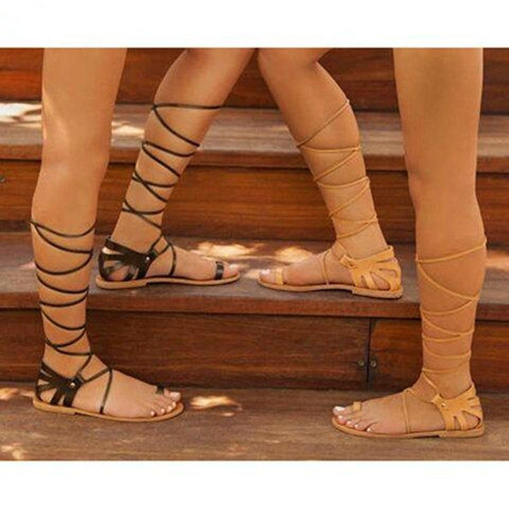 Lace-up flat sandals for women - Muhaab