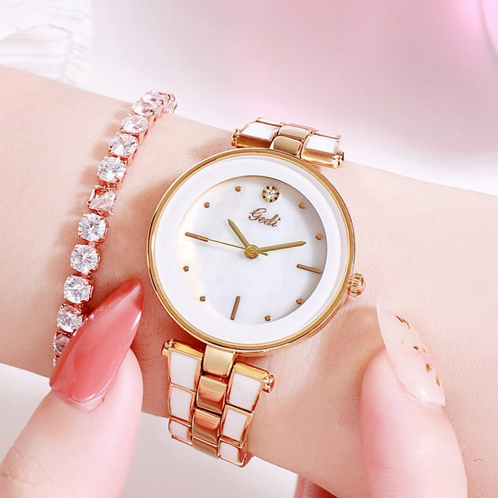 Ladies Watch Korean Style Trendy Student White Quartz - Muhaab