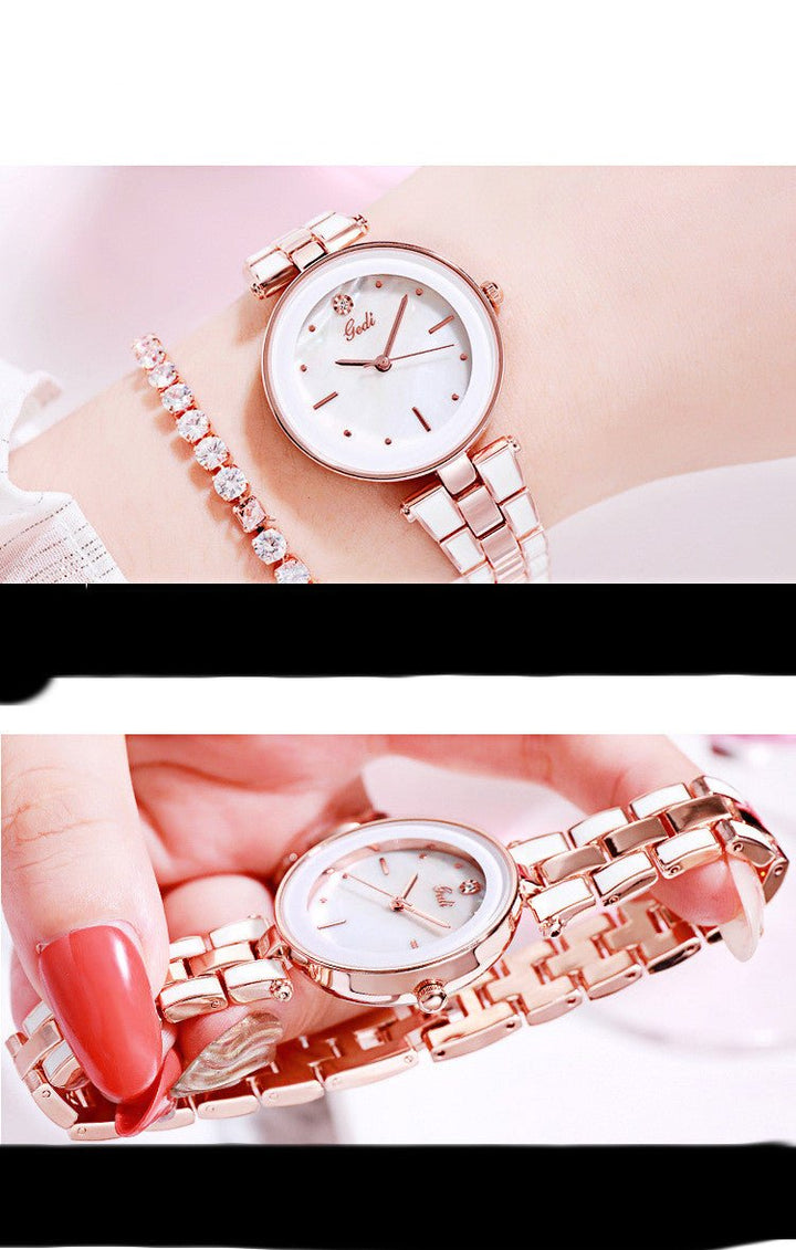 Ladies Watch Korean Style Trendy Student White Quartz - Muhaab