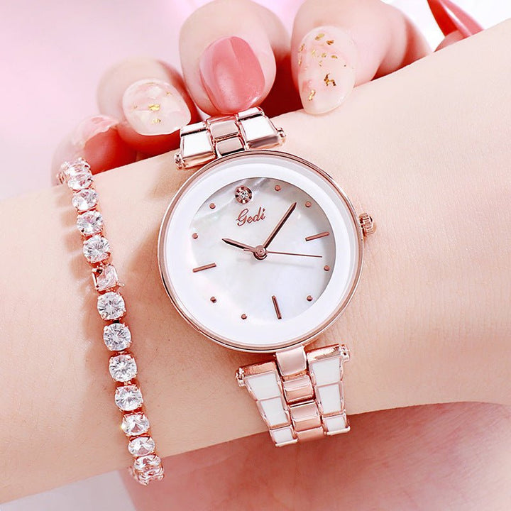 Ladies Watch Korean Style Trendy Student White Quartz - Muhaab