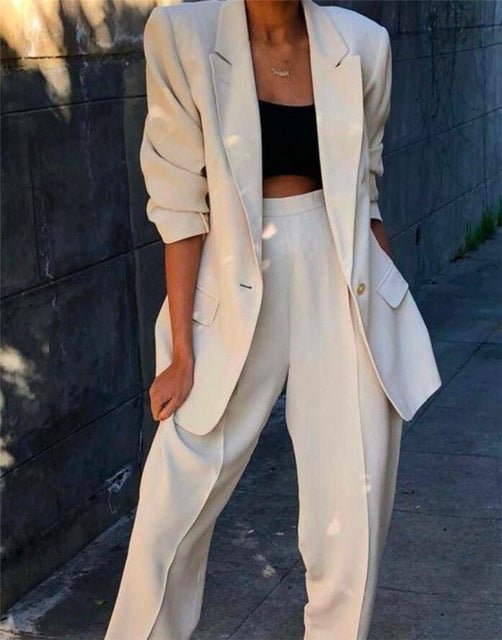 Lady Women Suits Set Spring And Autumn White Peak Lapel - Muhaab