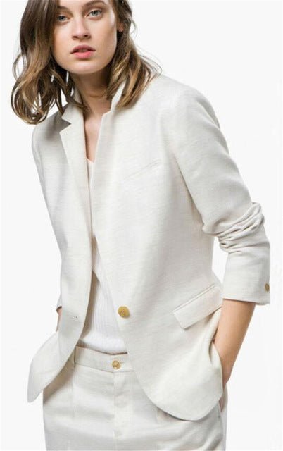 Lady Women Suits Set Spring And Autumn White Peak Lapel - Muhaab