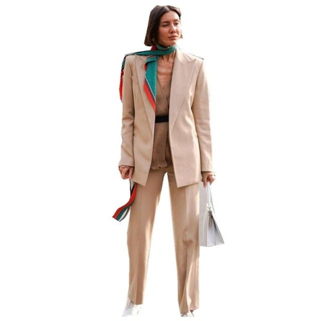 Lady Women Suits Set Spring And Autumn White Peak Lapel - Muhaab