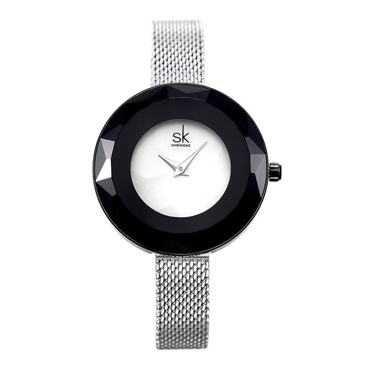 Lady's New Pattern Glass Simple Mesh Belt Quartz Watch - Muhaab