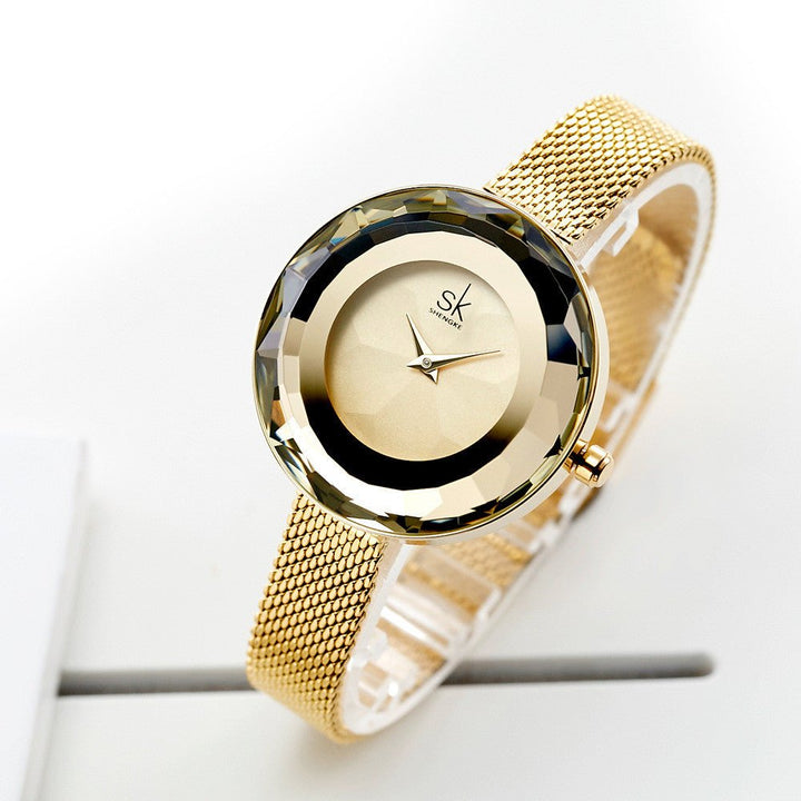 Lady's New Pattern Glass Simple Mesh Belt Quartz Watch - Muhaab