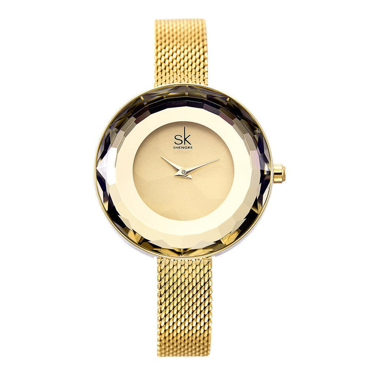 Lady's New Pattern Glass Simple Mesh Belt Quartz Watch - Muhaab