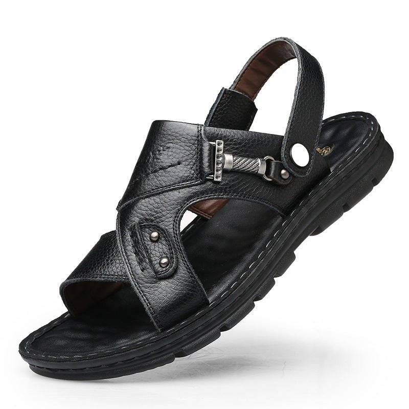 Large Size Sandals Men'S Leather Breathable Soft Leather Soft Sole Thick Bottom 37 Yards 45 Yards 46 Yards 47 Yards Beach Shoes Men - Muhaab