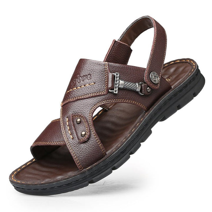 Large Size Sandals Men'S Leather Breathable Soft Leather Soft Sole Thick Bottom 37 Yards 45 Yards 46 Yards 47 Yards Beach Shoes Men - Muhaab