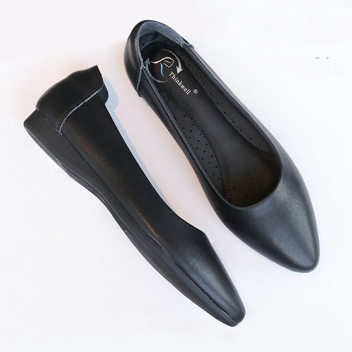 Leather Work Shoes Women Black - Muhaab