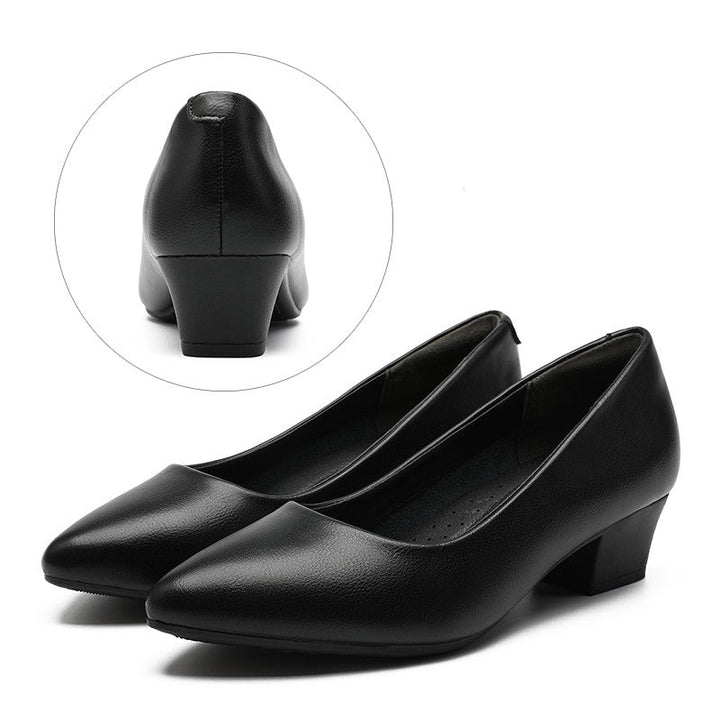 Leather Work Shoes Women Black - Muhaab