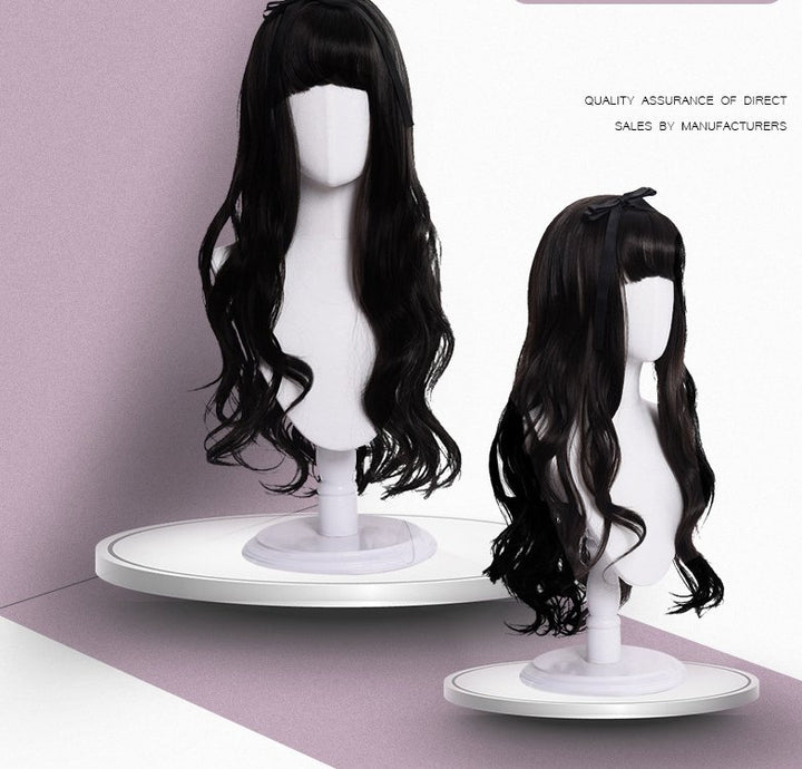 Long roll wig air bangs wig wig COS wig dyed wig - Muhaab