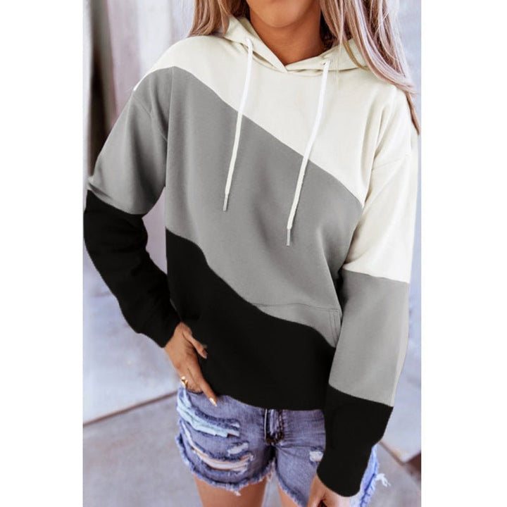 Long-Sleeve Panelled Hooded Printed Sweatshirt - Muhaab