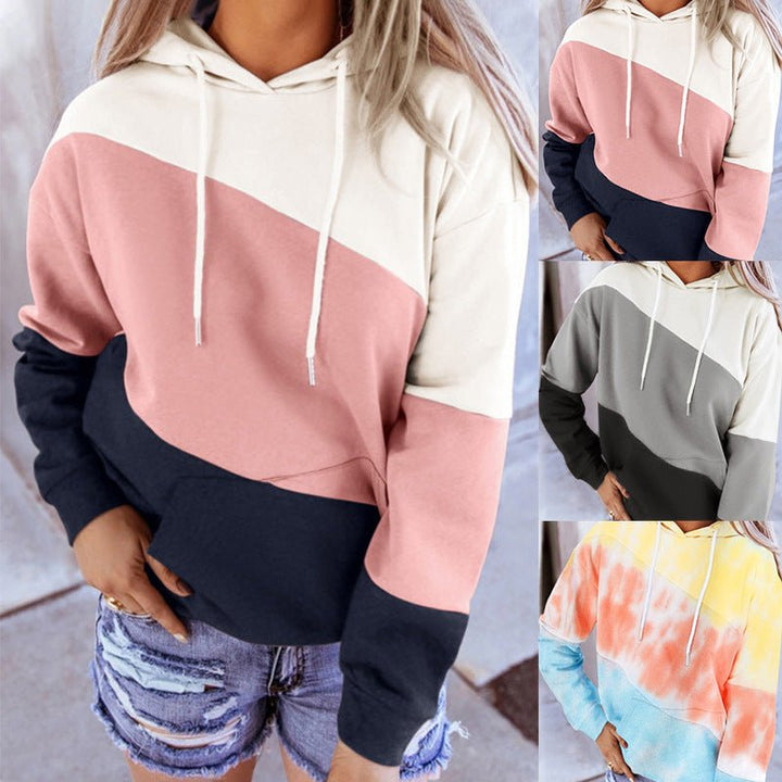 Long-Sleeve Panelled Hooded Printed Sweatshirt - Muhaab