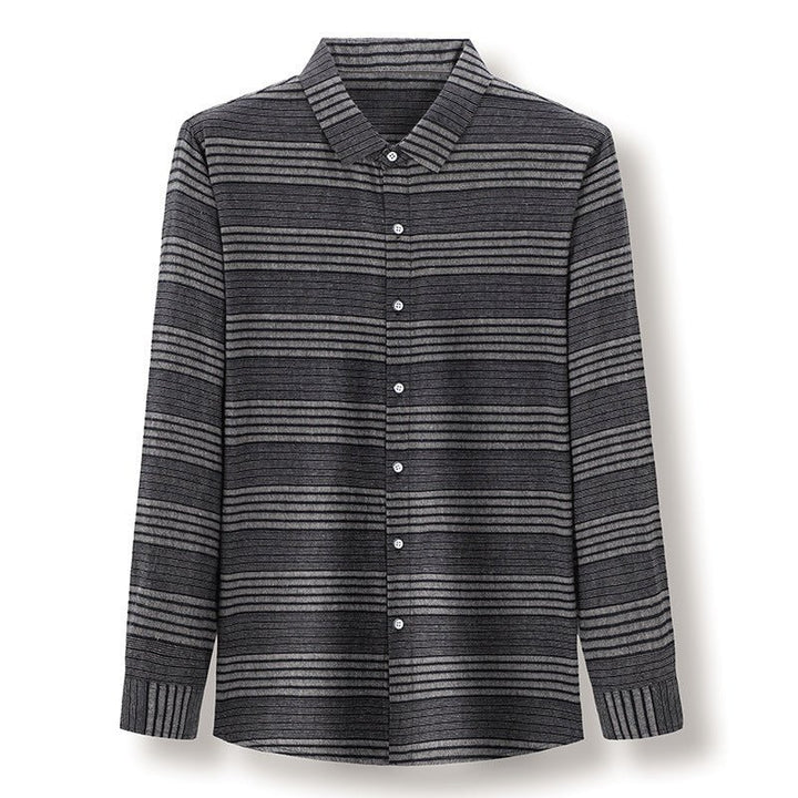 Long Sleeve Shirt Light Business Casual Linen Striped Shirt For Men - Muhaab