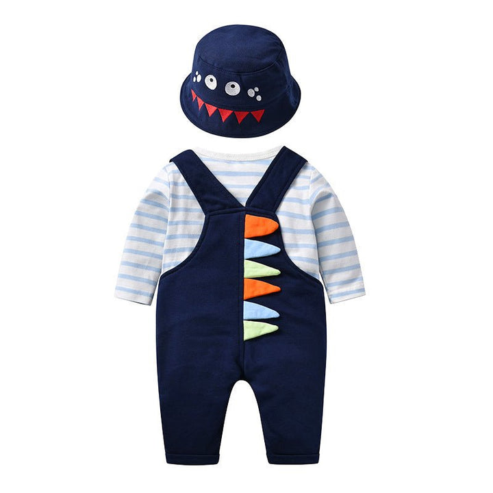 Long-Sleeved Dinosaur Boy Bib Two-Piece Baby Clothes - Muhaab