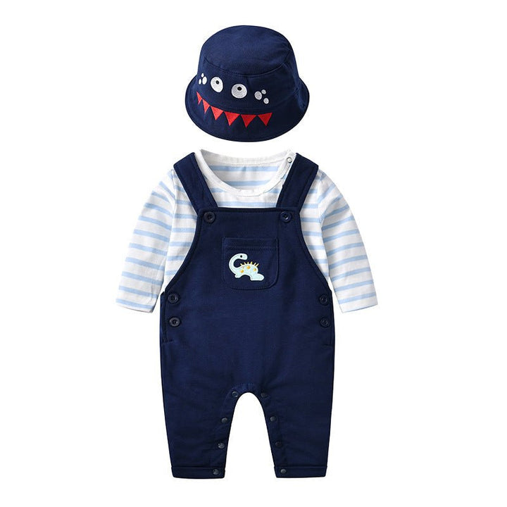 Long-Sleeved Dinosaur Boy Bib Two-Piece Baby Clothes - Muhaab