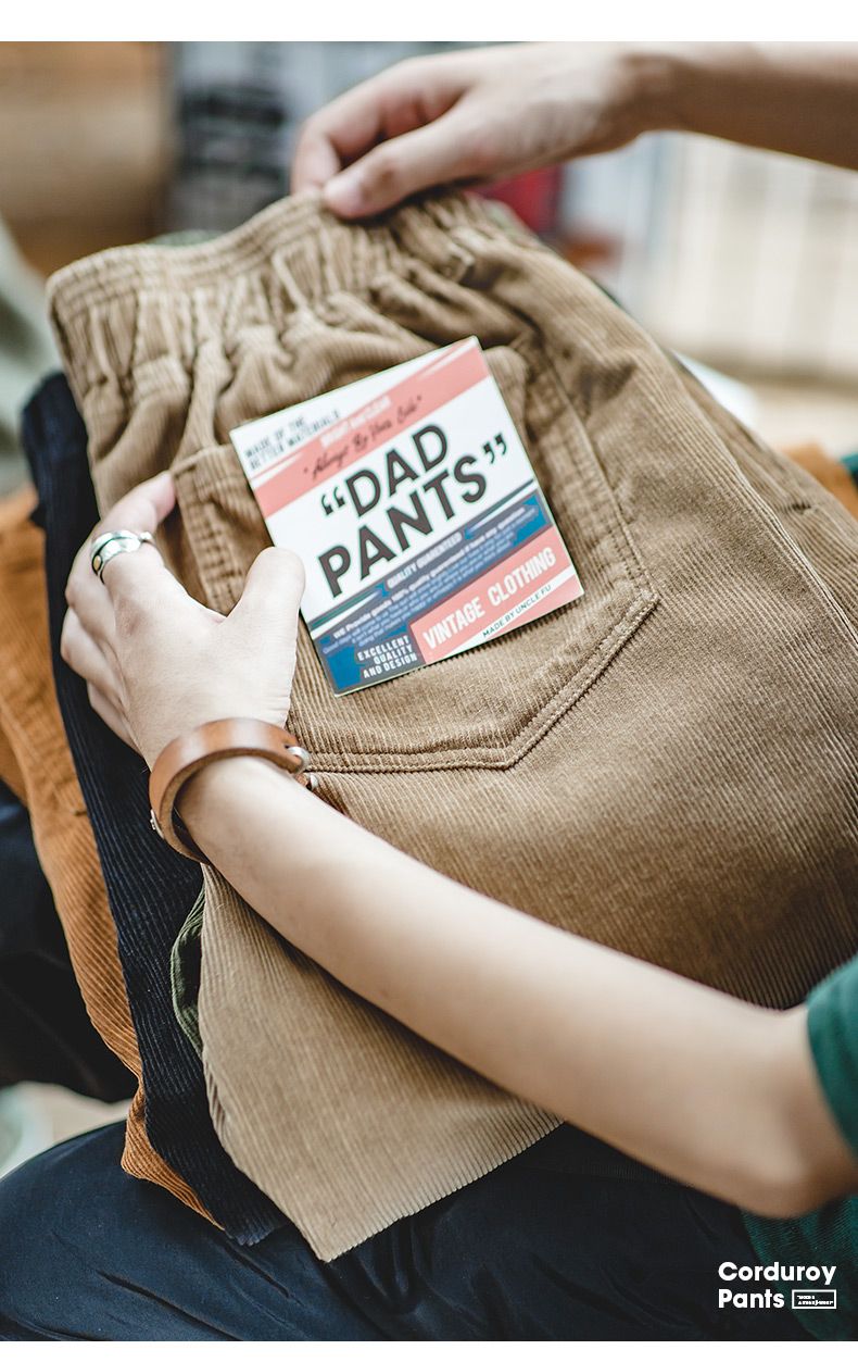 Maden Vintage Brown Corduroy Pants Men Solid Harajuku Straight Pant Cargo Retro Casual Streetwear Trouser Safari Bottoms - Muhaab