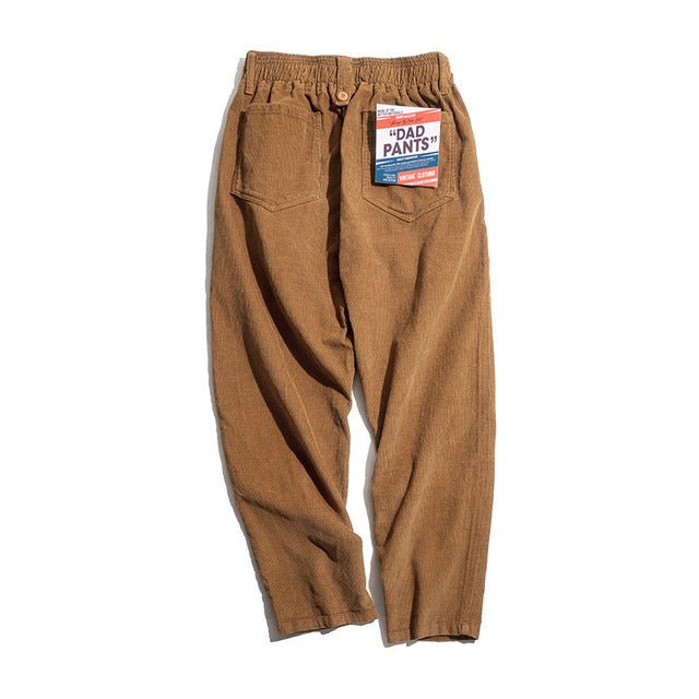 Maden Vintage Brown Corduroy Pants Men Solid Harajuku Straight Pant Cargo Retro Casual Streetwear Trouser Safari Bottoms - Muhaab