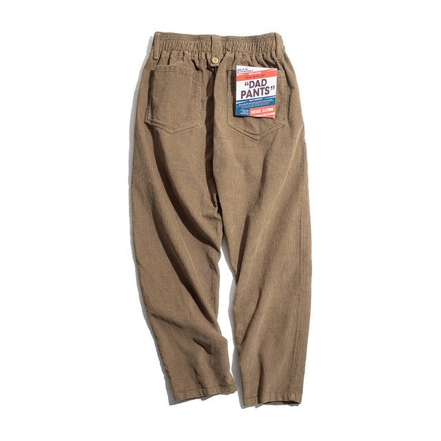 Maden Vintage Brown Corduroy Pants Men Solid Harajuku Straight Pant Cargo Retro Casual Streetwear Trouser Safari Bottoms - Muhaab