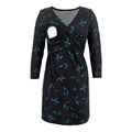 Maternity Clothes Multi-color Printed Deep V-neck Seven-point Sleeve Cross Lactation Dress - Muhaab