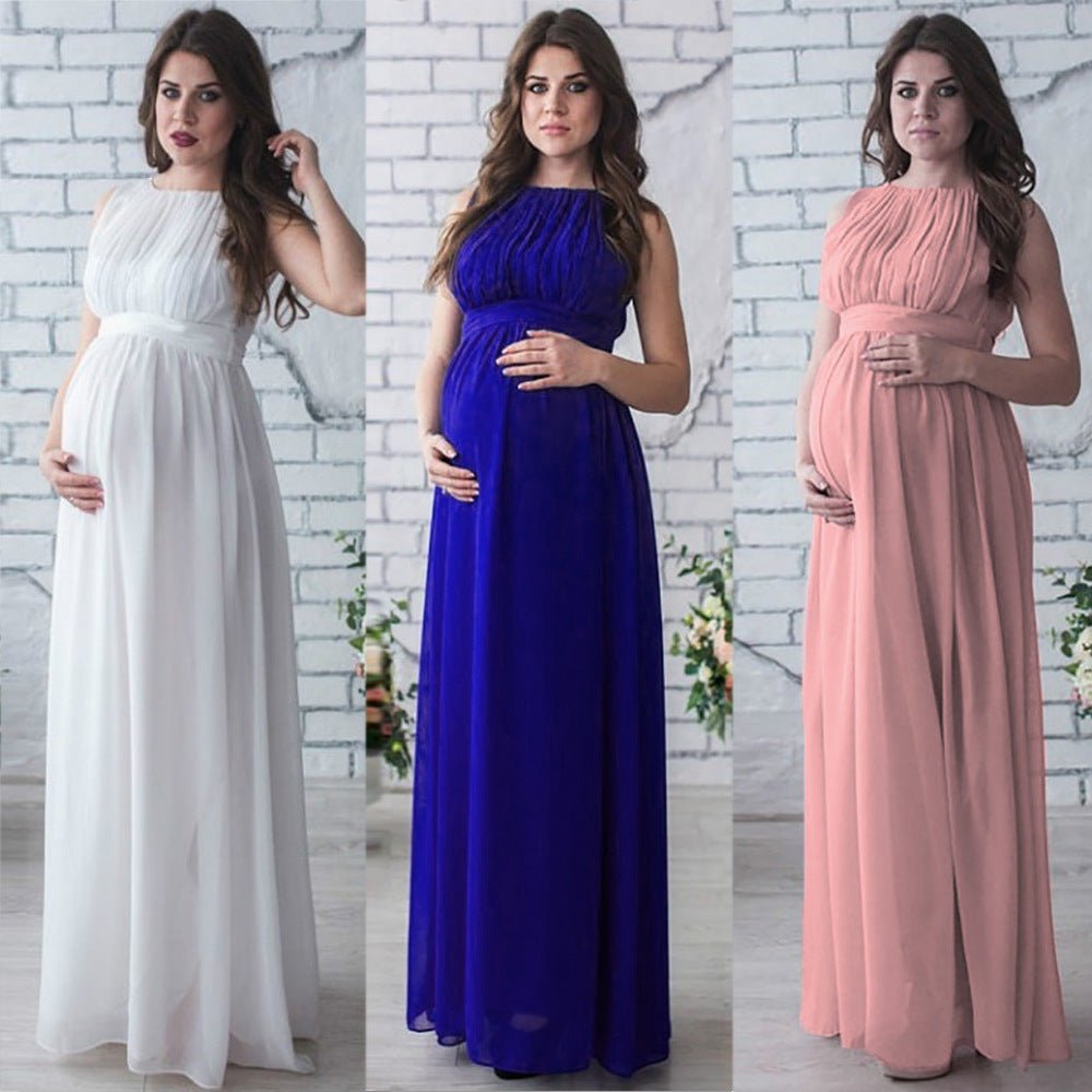 Maternity Gown Chiffon Maxi Dress Baby Shower Clothes - Muhaab