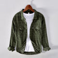 Men Corduroy Plaid Cotton Casual Long-sleeved Shirt - Muhaab