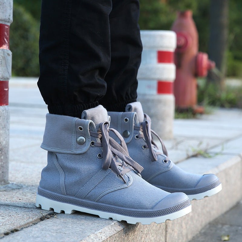 Men High-top Lace Up Canvas Sneakers - Muhaab