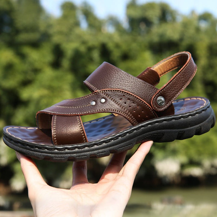 Men Sandals Summer Beach Shoes Adjustable Back Strap Design Slippers Slides - Muhaab