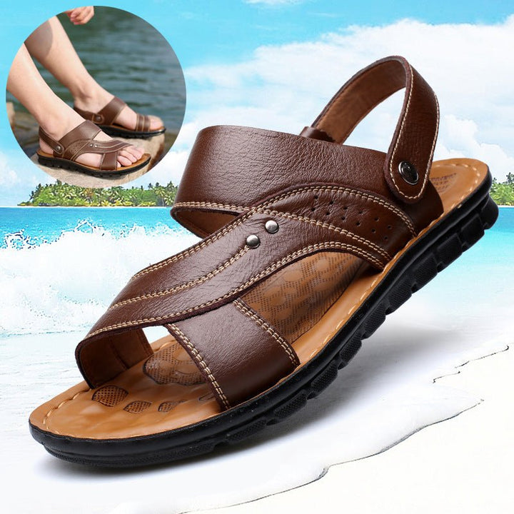 Men Sandals Summer Beach Shoes Adjustable Back Strap Design Slippers Slides - Muhaab