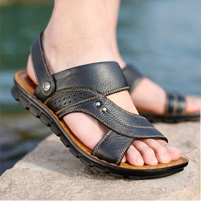 Men Sandals Summer Beach Shoes Adjustable Back Strap Design Slippers Slides - Muhaab