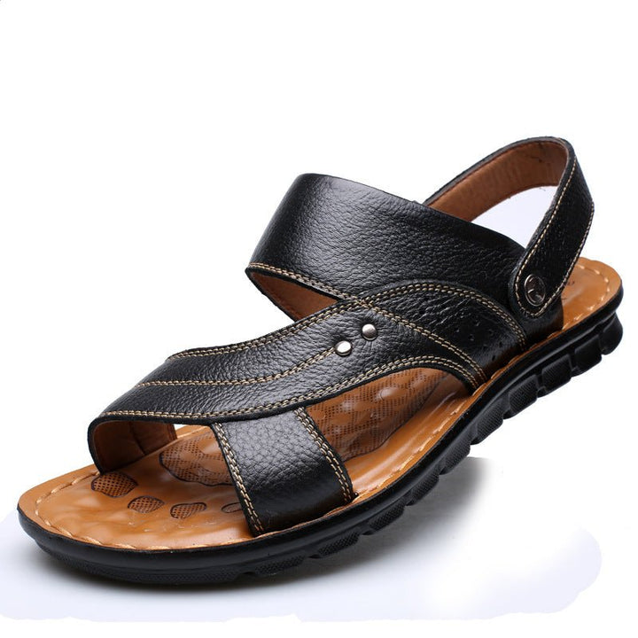 Men Sandals Summer Beach Shoes Adjustable Back Strap Design Slippers Slides - Muhaab