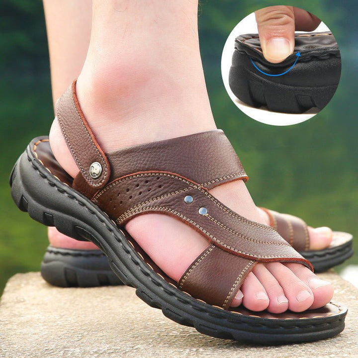 Men Sandals Summer Beach Shoes Adjustable Back Strap Design Slippers Slides - Muhaab