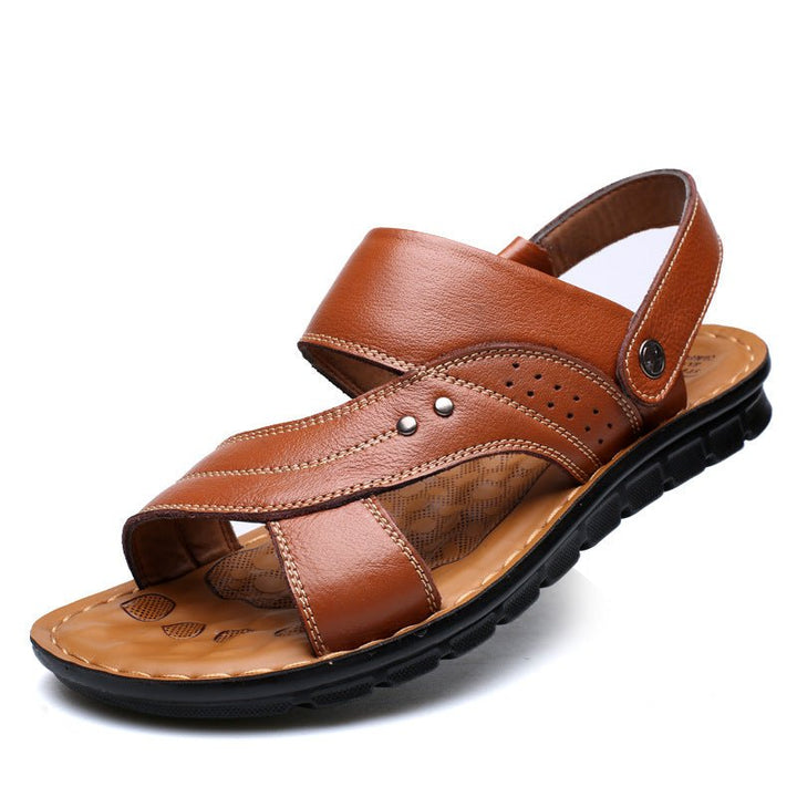 Men Sandals Summer Beach Shoes Adjustable Back Strap Design Slippers Slides - Muhaab