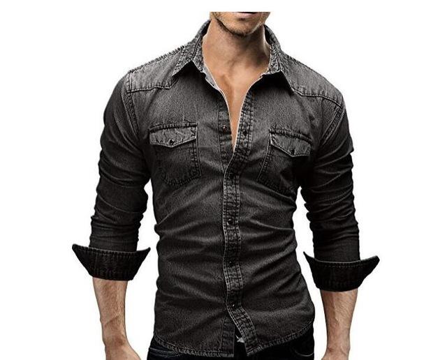 Men Shirt Brand Male Long Sleeve Shirts Casual Solid Slim Fit - Muhaab