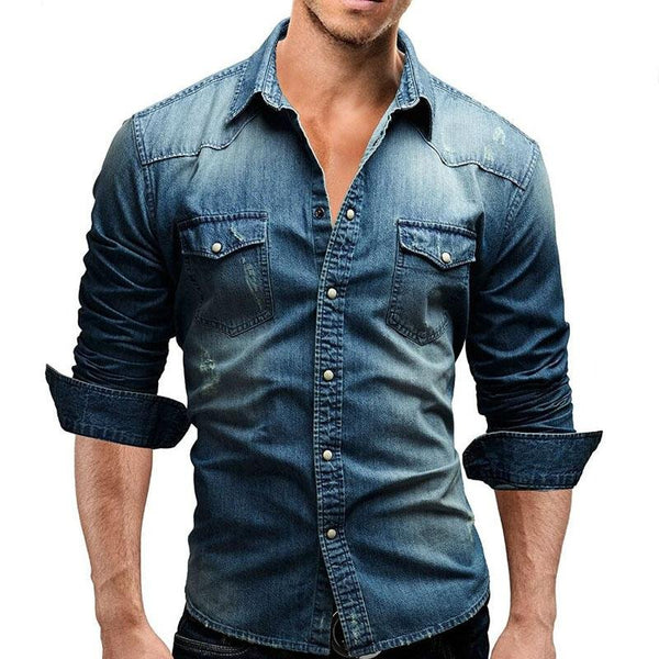 Men Shirt Brand Male Long Sleeve Shirts Casual Solid Slim Fit - Muhaab