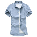 Men Short Sleeve Cotton Flower Shirt Mens Dress Shirts - Muhaab